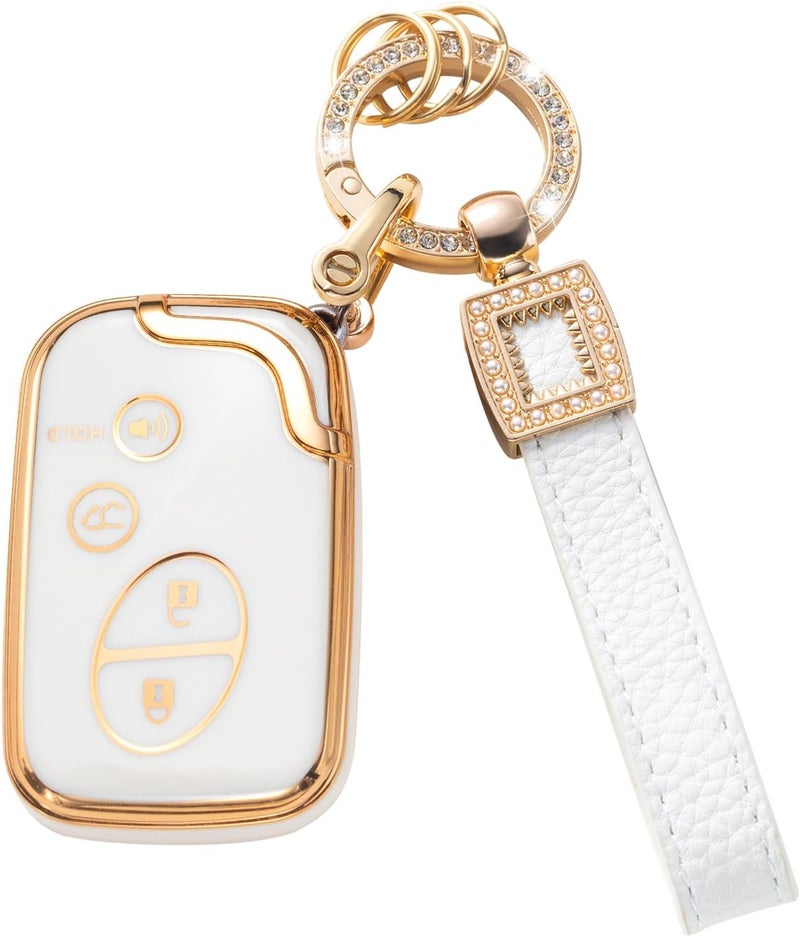 CACARLIKE for Lexus Key Fob Cover with Keychain, Car Key Fob Case Compatible with GX460 RX350 ES350 IS250 GX460 LX570 IS350 GS430 GS300 GS450h is-C is-F Smart Key Protector - Image 1